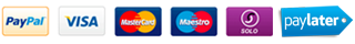 We accept: Paypal, Visa, MasterCard, Maestro, Solo, PayLater