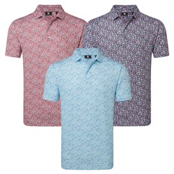 FootJoy Mens Meadow Print Lisle Golf Polo Shirt