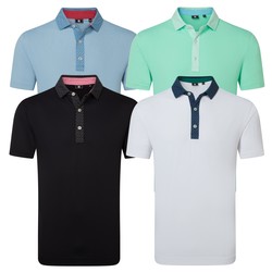 FootJoy Mens Star Geo Trim Pique Golf Polo Shirt