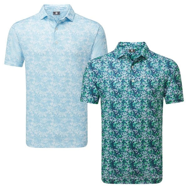 FootJoy Mens Garden Print Lisle Golf Polo Shirt