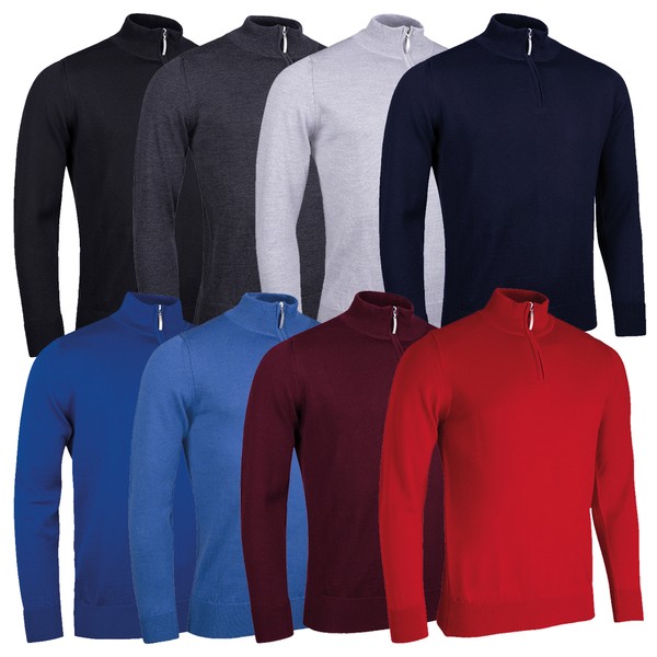 Glenmuir Mens Jasper Zip Neck Merino Golf Sweater 