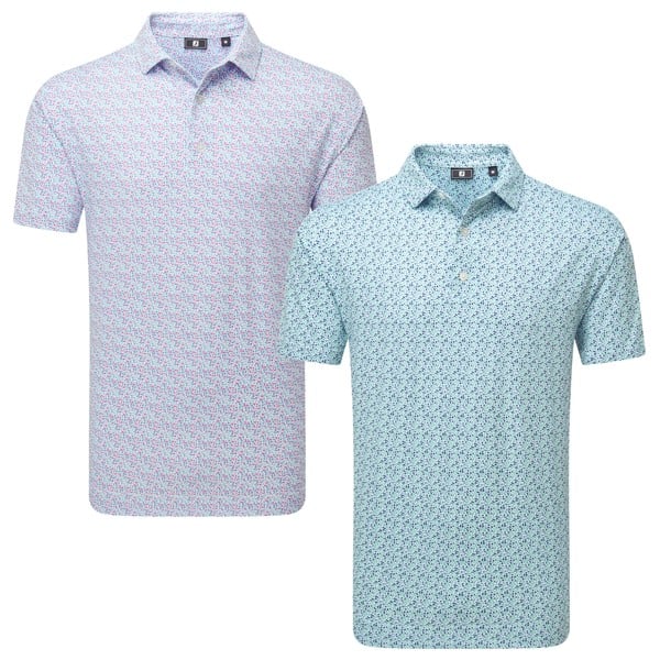 FootJoy Mens Gamer Print Pique Golf Polo Shirt