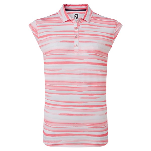 FootJoy Ladies Cap Sleeve Watercolour Print Lisle Polo Shirt