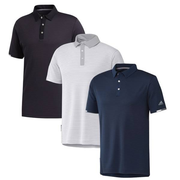 Mens Heat Ready Striped Golf Polo Shirt