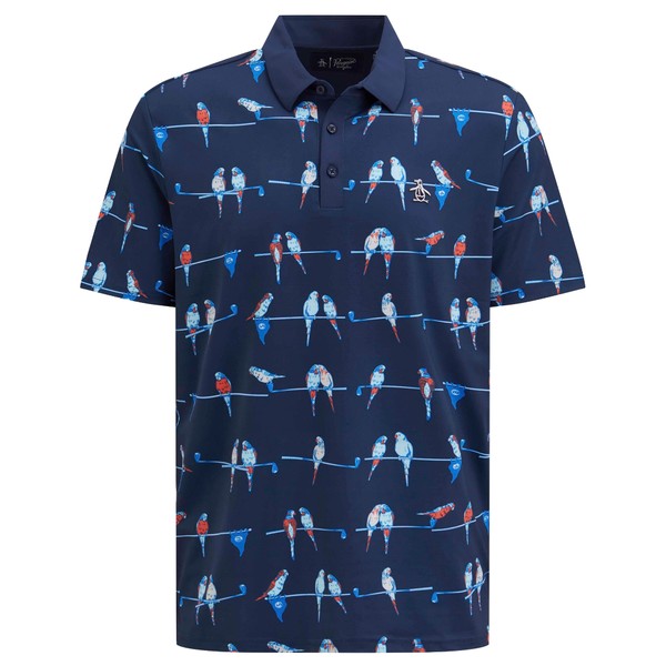 Original Penguin Mens Eco Short Sleeve Parrot Allover Golf Shirt