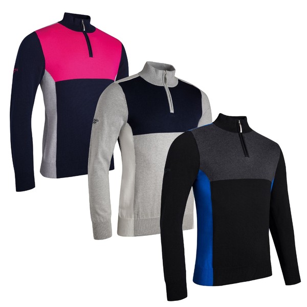 Garrion Zip Neck Cotton Colour Block Sweater