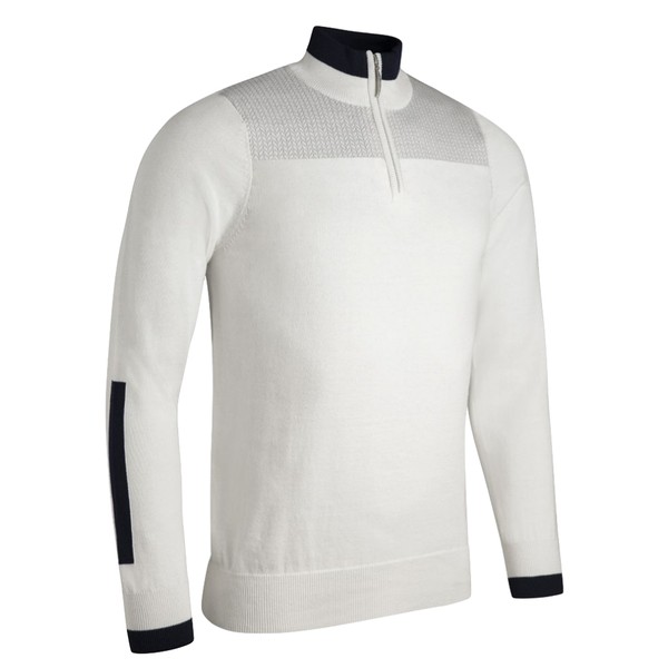 Glenmuir Mens Drummond Zip Neck Herringbone Contrast Golf Sweater