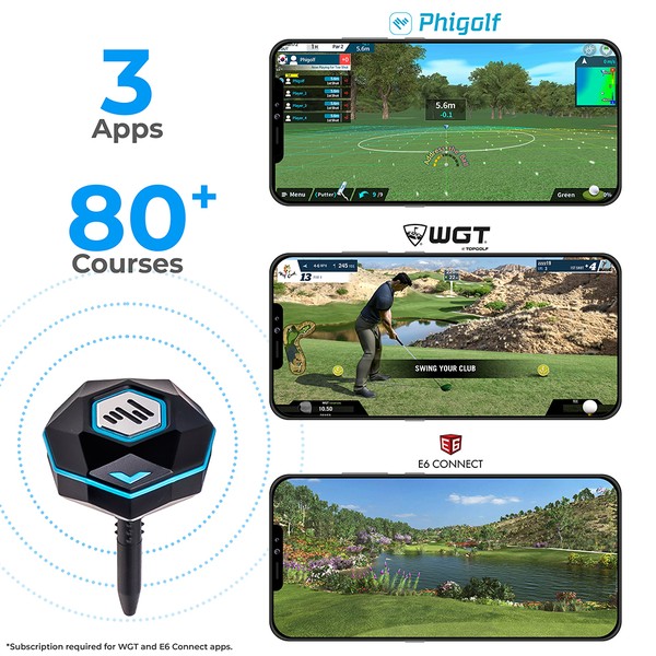 PHIGOLF Smart Home Golf Simulator – Swing Stick Trainer & Analyzer – Mobile  Golf Game Featuring WGT & E6 Connect Apps and Software (iOS & Android  Compatible)