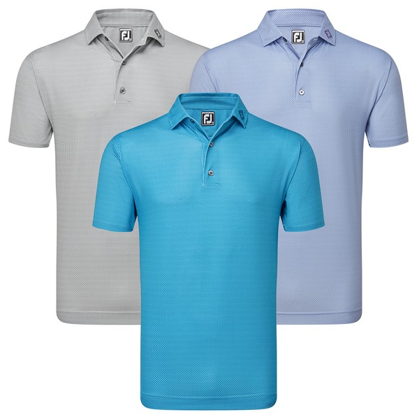 FootJoy Mens Octagon Print Lisle Golf Polo Shirt