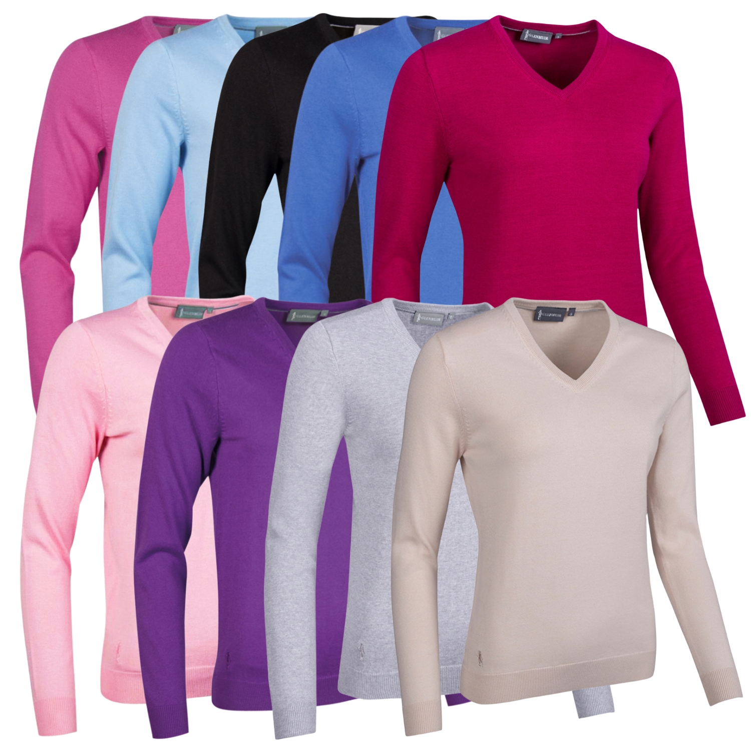 Glenmuir Ladies Darcy V Neck Cotton Golf Sweater