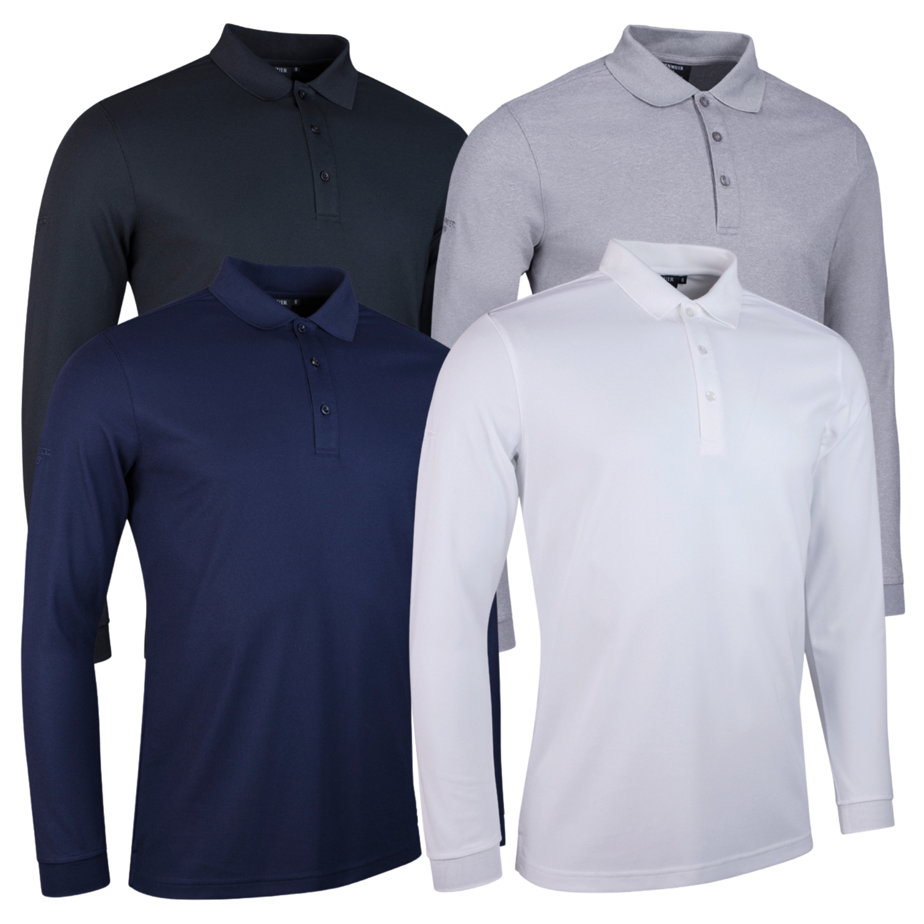 Glenmuir Mens Max Long Sleeve Performance Pique Golf Polo