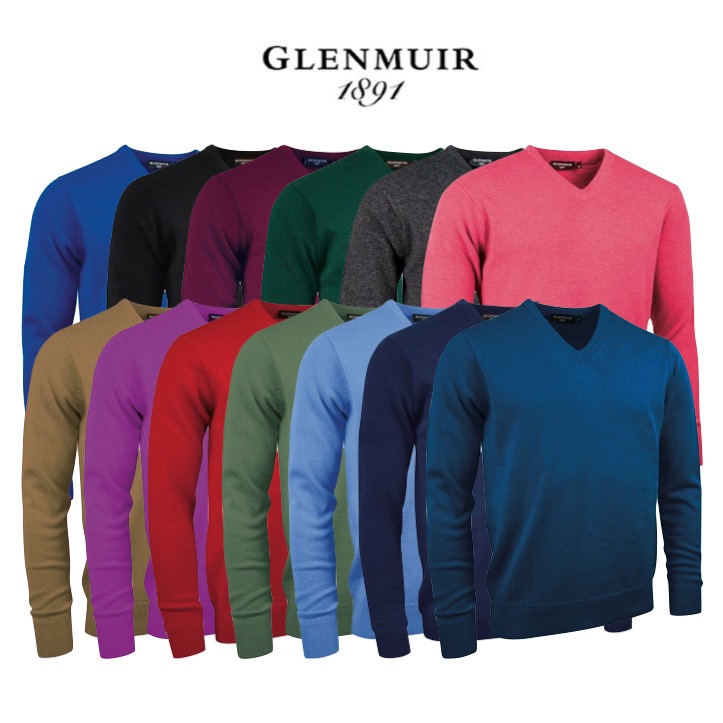Glenmuir Mens Lomond Lambswool V Neck Golf Sweater MKL5900VN