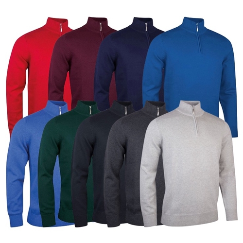 Glenmuir Mens Dalbeattie Zip Neck Touch of Cashmere Golf Sweater