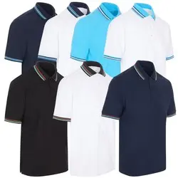 ProQuip Mens Striped Collar Golf Polo Shirt