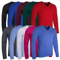 Glenmuir Mens Eden Supersoft Cotton V Neck Golf Sweater