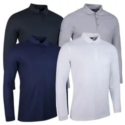 Glenmuir Mens Max Long Sleeve Performance Pique Golf Polo