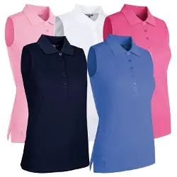 Glenmuir Ladies Jenna Sleeveless Golf Performance Pique Polo Shirt
