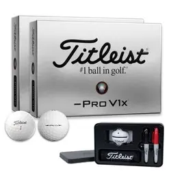 Titleist Pro V1x Left Dash Golf Balls - Double Dozen with FREE Gift