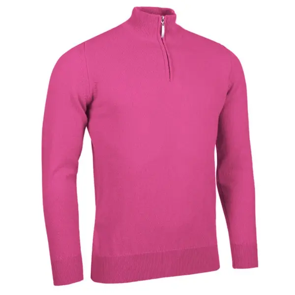 Glenmuir Mens Coll Lambswool Zip Neck Golf Sweater MKL7282ZN