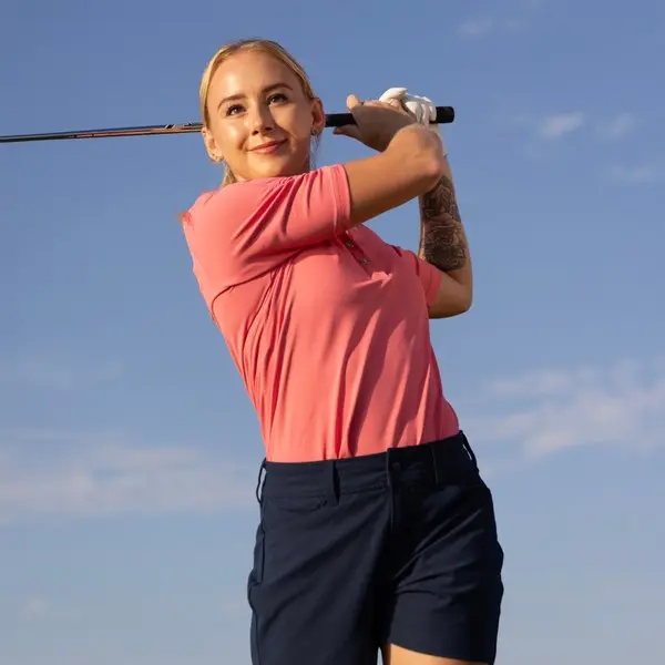 FootJoy Ladies Half Sleeve Ruched Lisle Golf Shirt