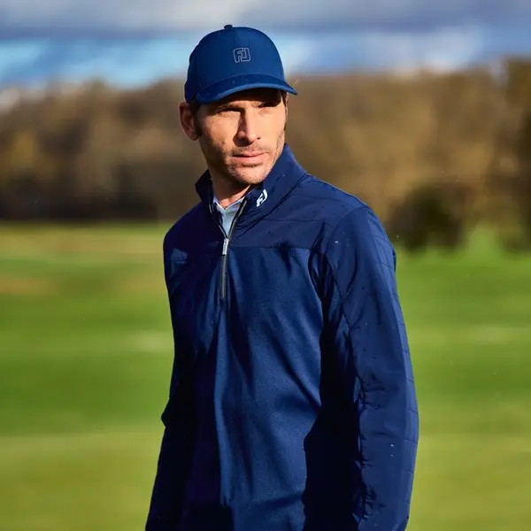 Couche Intermédiaire Footjoy Pied De Poule Geo Quart Zip Bleu Homme Taille L