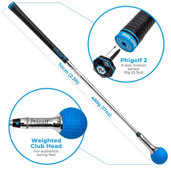 PhiGolf Smart Home Golf Simulator – Swing Stick Trainer Analyser