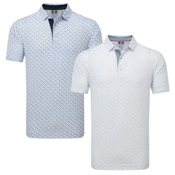 FootJoy Mens Figure Print Lisle Golf Polo Shirt