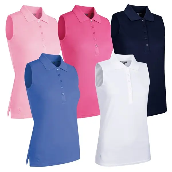 Glenmuir Ladies Jenna Sleeveless Golf Performance Pique Polo Shirt