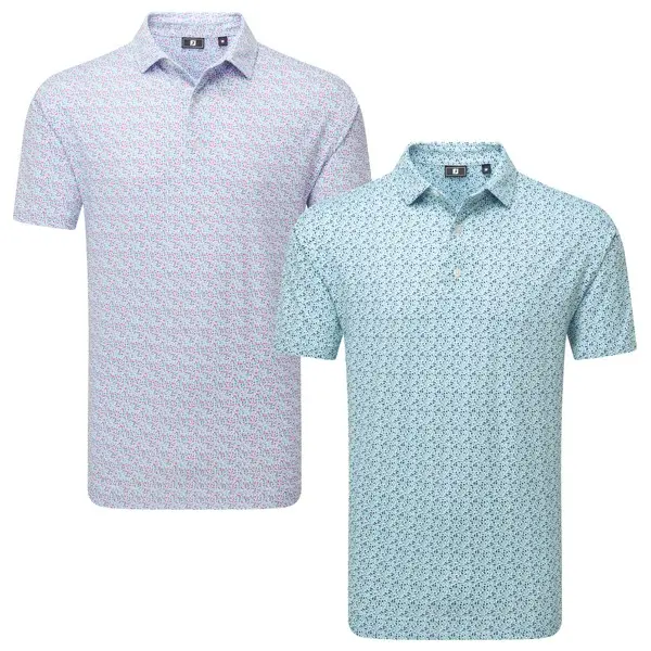 FootJoy Mens Gamer Print Pique Golf Polo Shirt