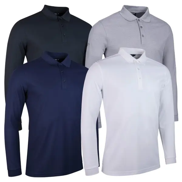 Glenmuir Mens Max Long Sleeve Performance Pique Golf Polo