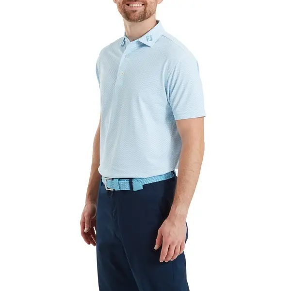 FootJoy Mens Scallop Geo Pique Golf Polo Shirt