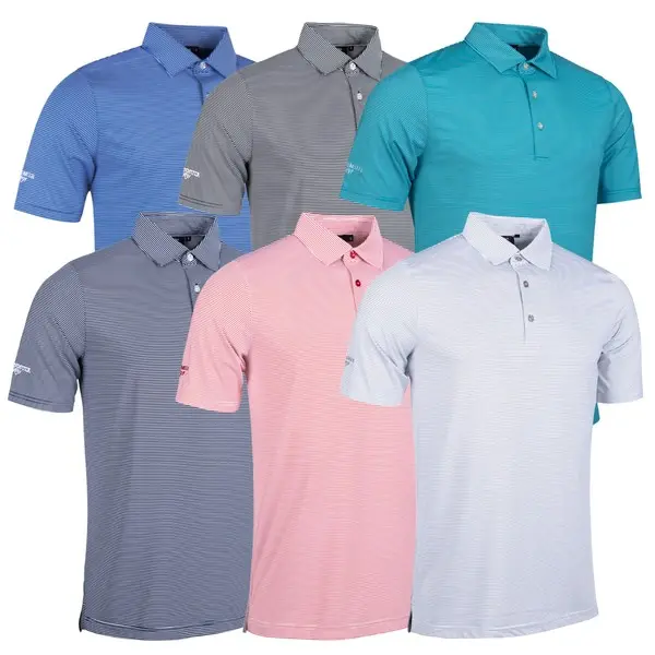 Glenmuir Mens Torrance All Over Micro Stripe Tailored Collar Golf Polo
