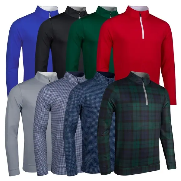 Glenmuir Mens Wick Zip Neck Contrast Placket Golf Midlayer 