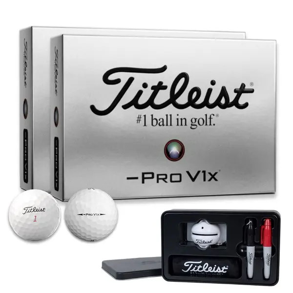 Titleist Pro V1x Left Dash Golf Balls - Double Dozen with FREE Gift