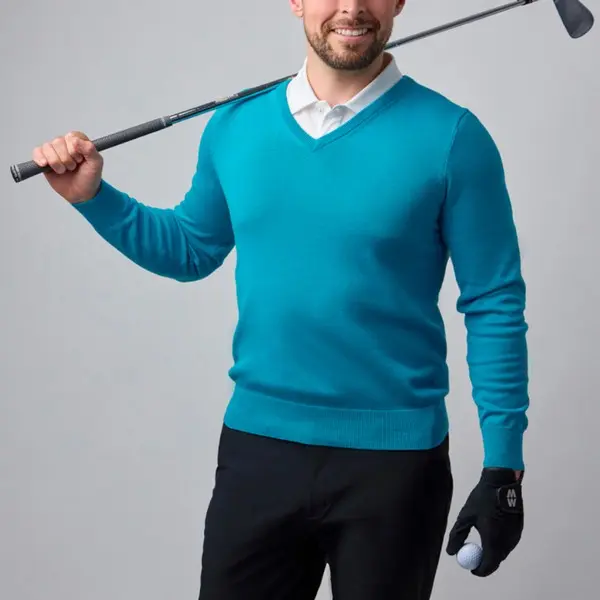 Glenmuir Mens Eden Supersoft Cotton V Neck Golf Sweater
