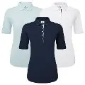 FootJoy Ladies Half Sleeve Ruched Lisle Golf Shirt