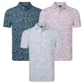FootJoy Mens Watercolour Floral Print Pique Golf Polo Shirt