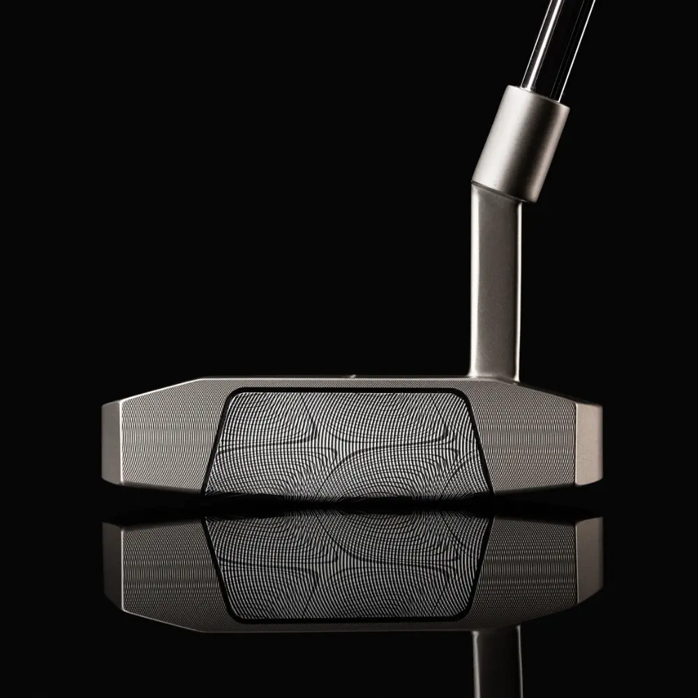 Close-up of the Damascus Steel insert pattern on the Odyssey Milled putter