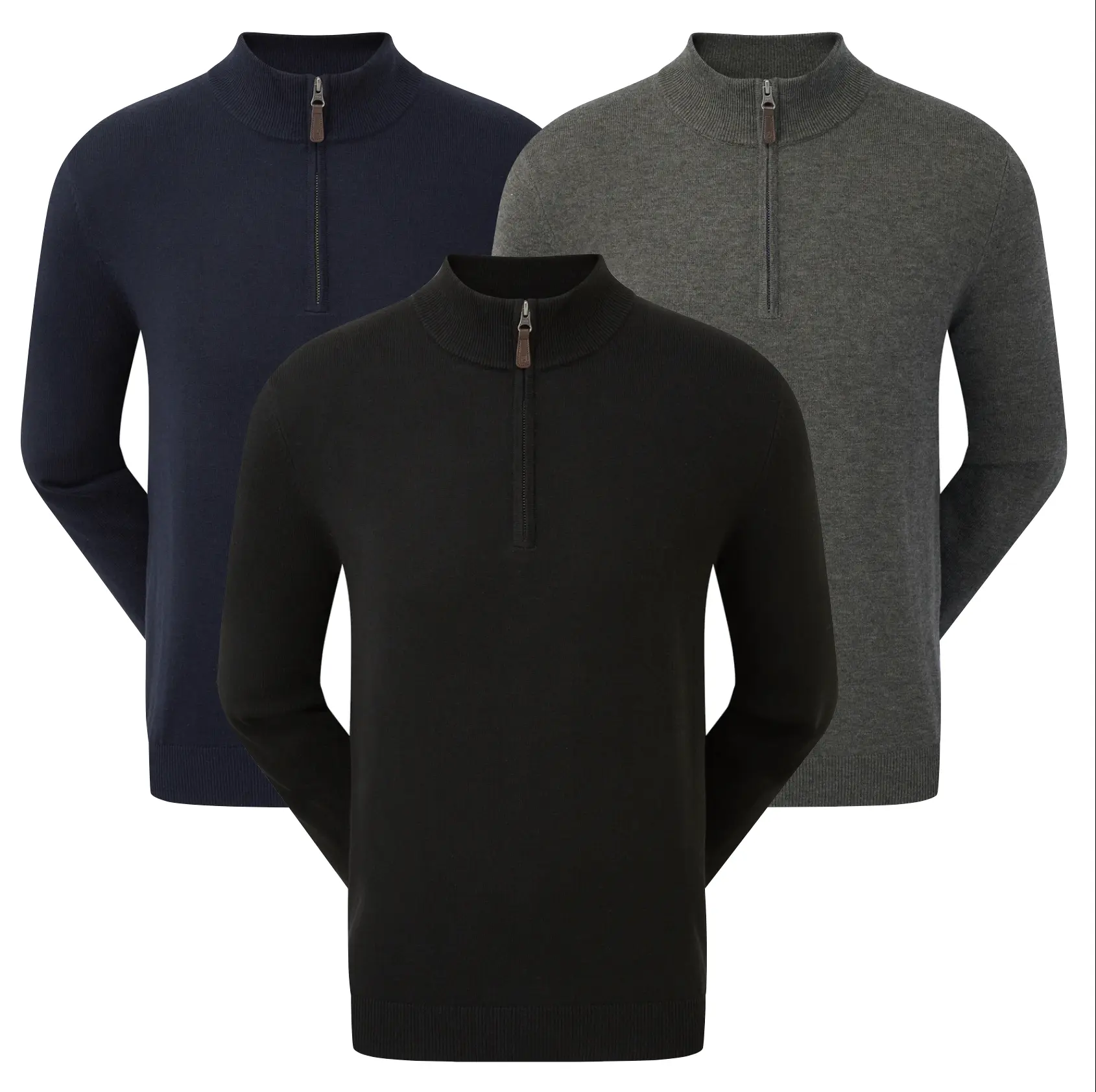 Pull 1/4 Zip FootJoy Pour Golf - Taille M, Manches Longues - Noir Et Gris - Occasion Bon état
